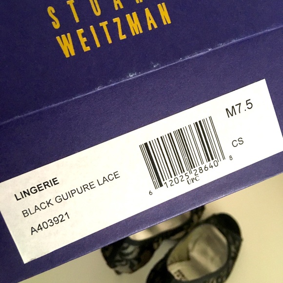 Stuart Weitzman ‘Lingerie’ black guipure lace open-toe stiletto pumps, 7.5 - Picture 8 of 8